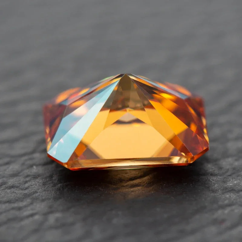 Moissanite Radiant Cut Orange Color Gemstone with GRA Certificate