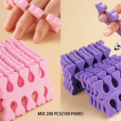 100,200pcs/Pack Nail Art Toe Separators Fingers Foots Sponge Soft UV Gel Polish Beauty Tools Manicure Pedicure Pack Nail Kits