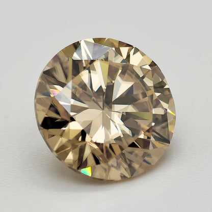 Champagne Round Cut Moissanite Stone With Certificate 0.5-5.0ct Certified Moissanite Loose Gemstone Positive Pass Tester GRA VVS