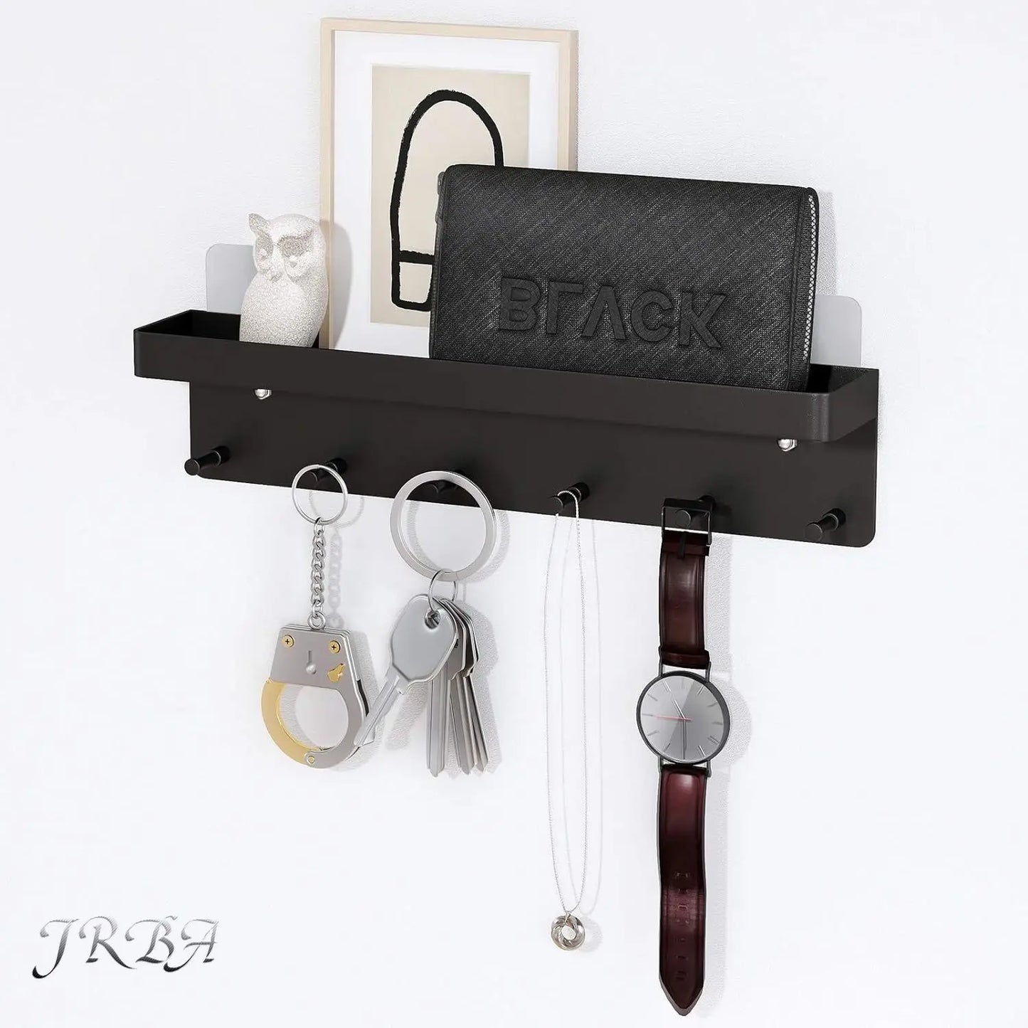Key Holder Wall Mount Key Holder Wall Mount Adhesive with Mail Organizer Tray with 6 Key Hooks for Wall