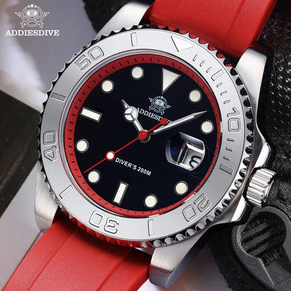 YELLOW Quartz Watch Calendar 200m Diver Silicone Men Sport Watch