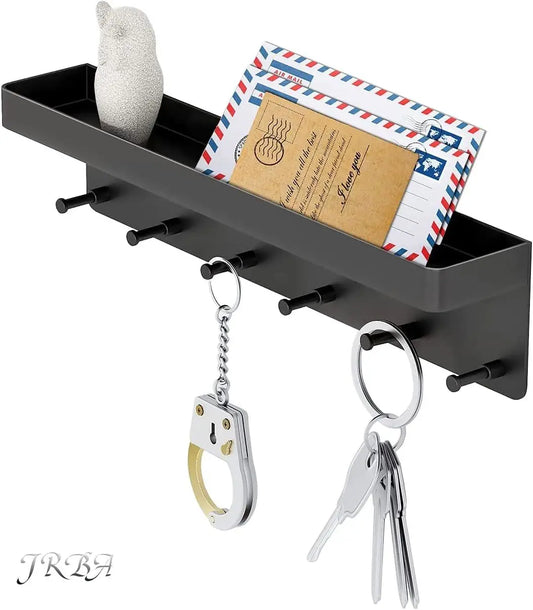 Key Holder Wall Mount Key Holder Wall Mount Adhesive with Mail Organizer Tray with 6 Key Hooks for Wall