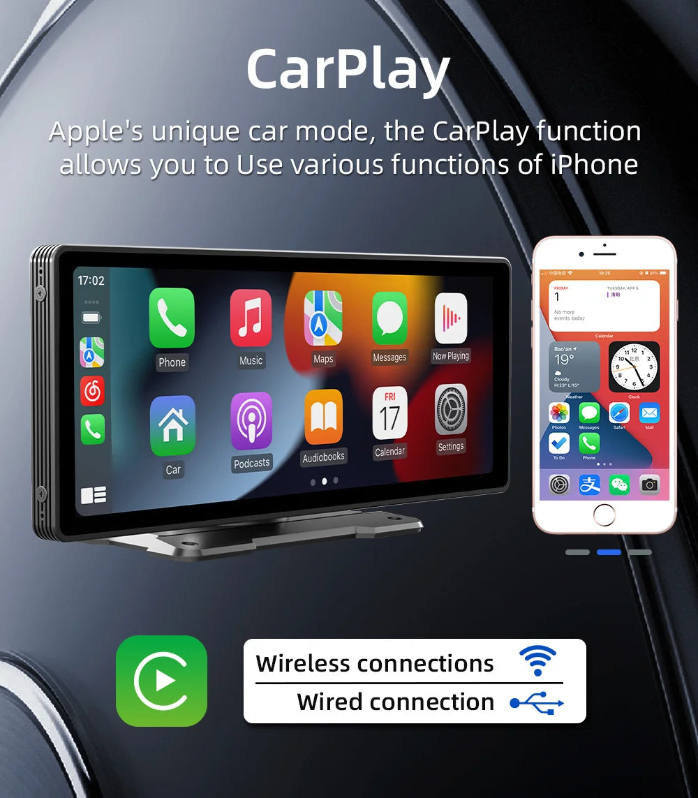 10.26 Inch Carplay Screen HD Rear Reversing Camera Car Radio MP5 Multimedia