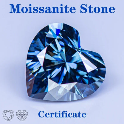 RARE Moissanite Stone Heart Shape Royal Blue With GRA Certificate