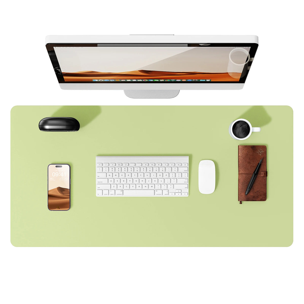 Mouse Pad Office Desk Mat Leather Desk Pad Protector Non-Slip PU Leather Desk Blotter