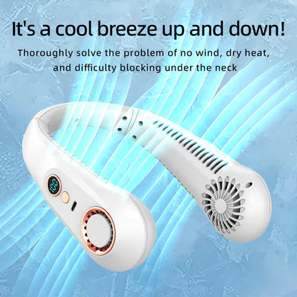Portable Neck Fan Power Air Cooler USB Rechargeable Electric Fan