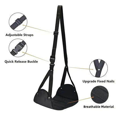 Portable Airplane Foot Rest Hammock – Adjustable Travel Footrest for Flights, Lightweight & Foldable Leg Support