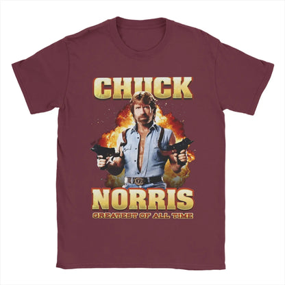 Men Women Printed Chuck Norris Greatest of all Time T Shirt Tee Pure Cotton  T-shirts Clothes