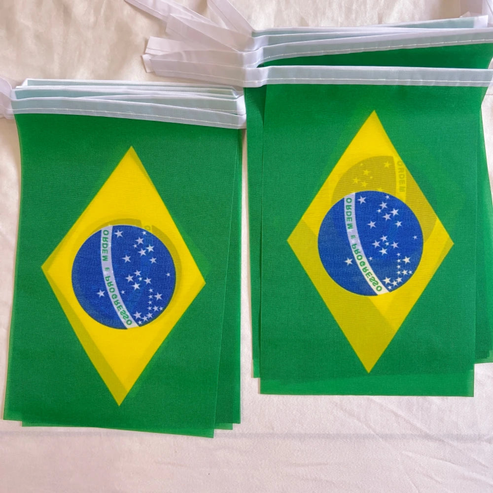 Brazilian Flags 14x21cm 20pcs/set Brazil Brazilian String Flag National