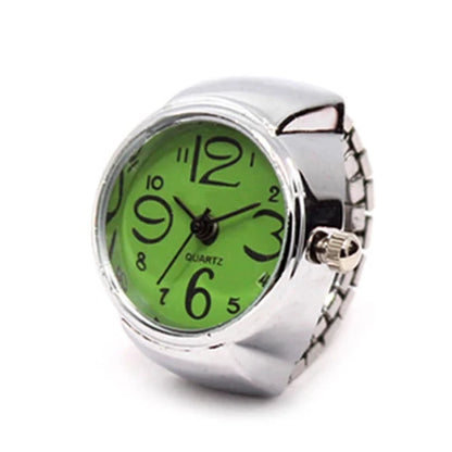 Jewelry Finger Watch for Women Stretchy Elastic Band Round Simple Dial Quartz Ring Watches for Daily & Office