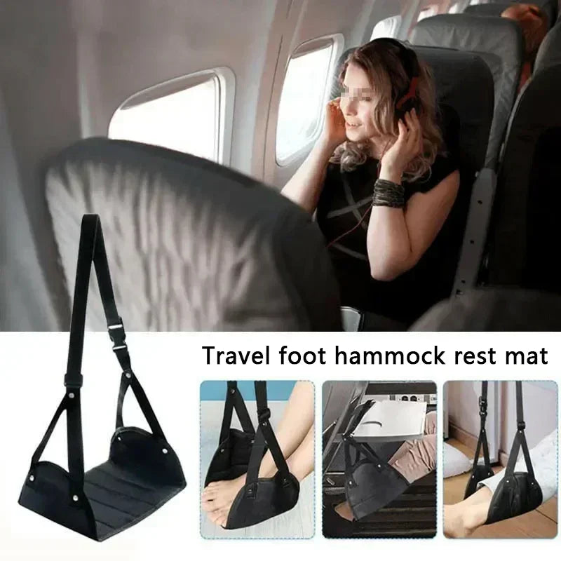 Portable Airplane Foot Rest Hammock – Adjustable Travel Footrest for Flights, Lightweight & Foldable Leg Support