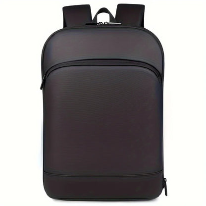 One men's plain business backpack with a luggage strap for commuting.