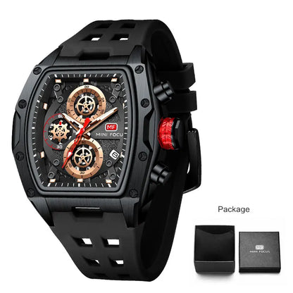 Gold & Blue Quartz Watch Chronograph Wristwatch Luminous Hands