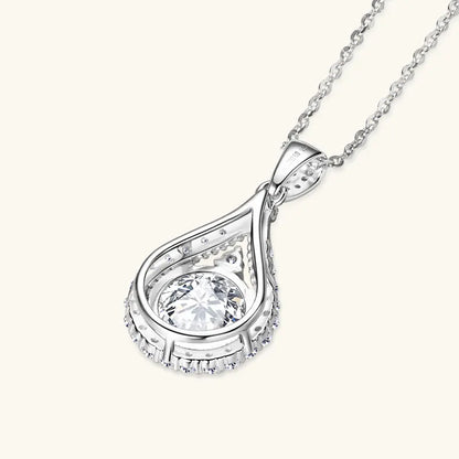 Moissanite Water Drop Necklace Pendant Jewelry Certified 925 Sterling Silver 18K White Gold Plated