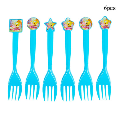 Cartoon SpongeBob Theme Birthday Party Balloon Disposable Tableware Mask Flag Candy Box Backpack Baby Shower party supplies