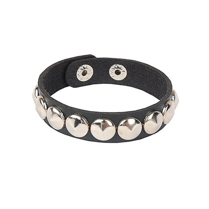 Punk Bracelet for Men Women Goth Black Leather Wristband with Metal Spike Studded Spike Rivets Cuff Bangle Adjustable