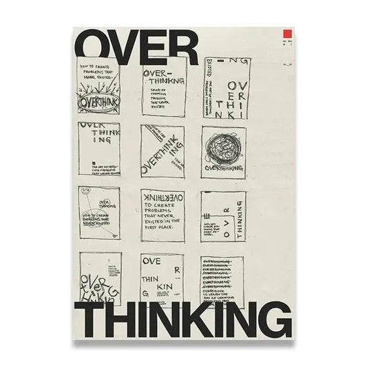 OVER THINKING Canvas Wall Art Print Vintage Decor for Home Decor