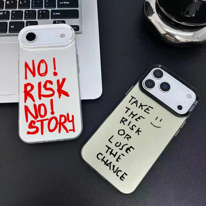 INS No Risk No story Phone Case For iPhone 17 16 15 14 13 12 11 Pro Max Air Matte Laser Aurora Shockproof Funda