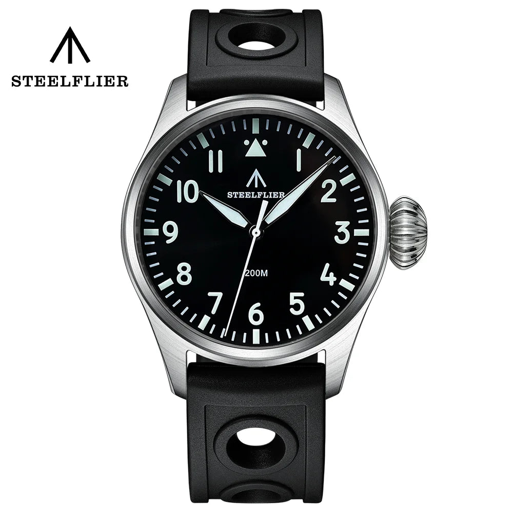 Military Watch Quartz Steel Strap Onion Crown Waterproof Sapphire Crystal Watch