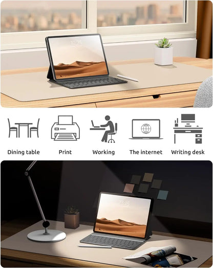 Mouse Pad Office Desk Mat Leather Desk Pad Protector Non-Slip PU Leather Desk Blotter