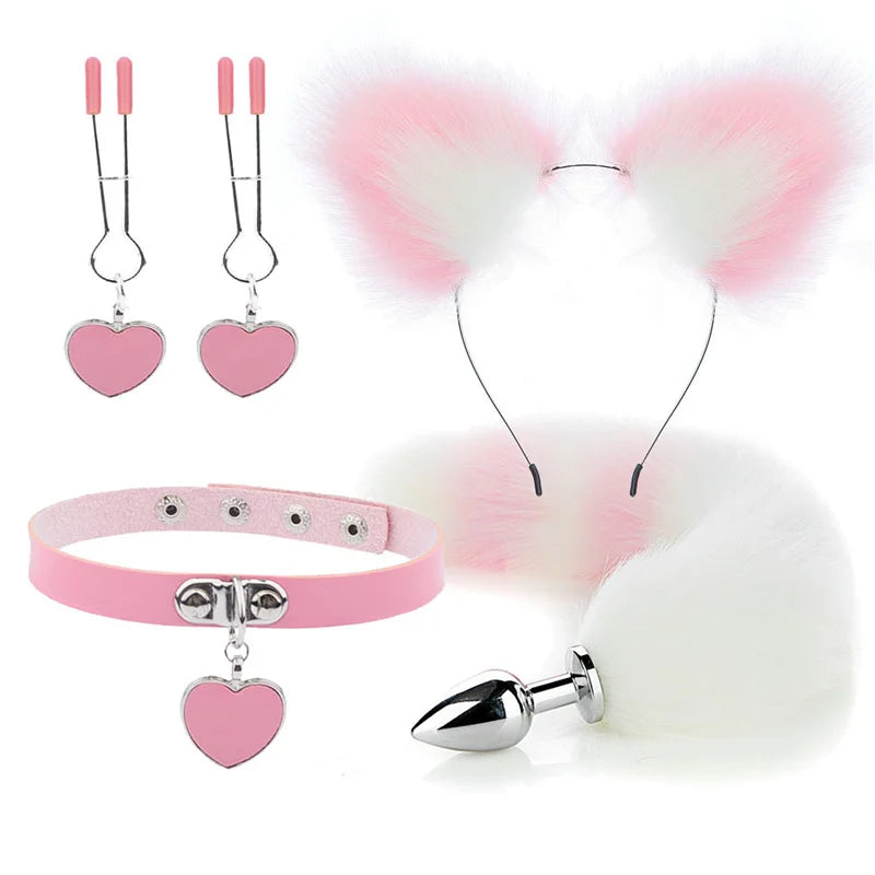 Sexy Fox Tail Butt Plug Sexy Plush Cat Ear Headband For Women Couples