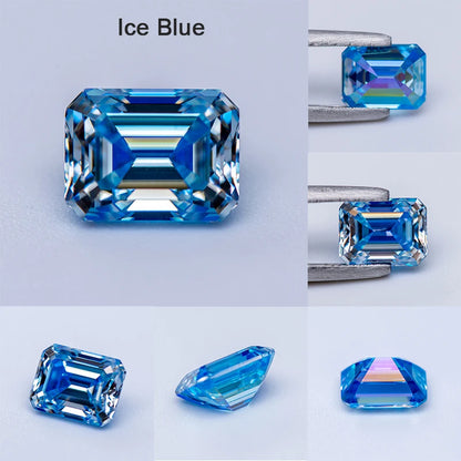 Moissanite Loose Stone VVS1 Emerald Cut Beads Jewelry Making with Certificate