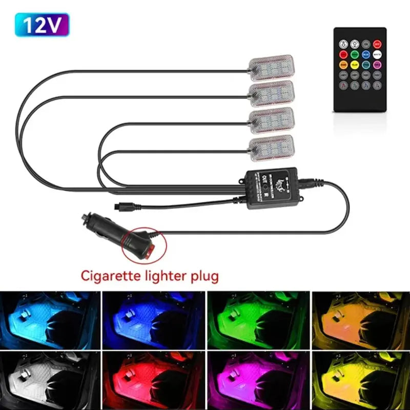 LED Car Interior Ambient Foot Light USB