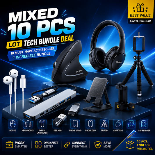 Mixed 10 PCS Tech Bundle Deal – PC, Mobile & Everyday Accessories DEAL